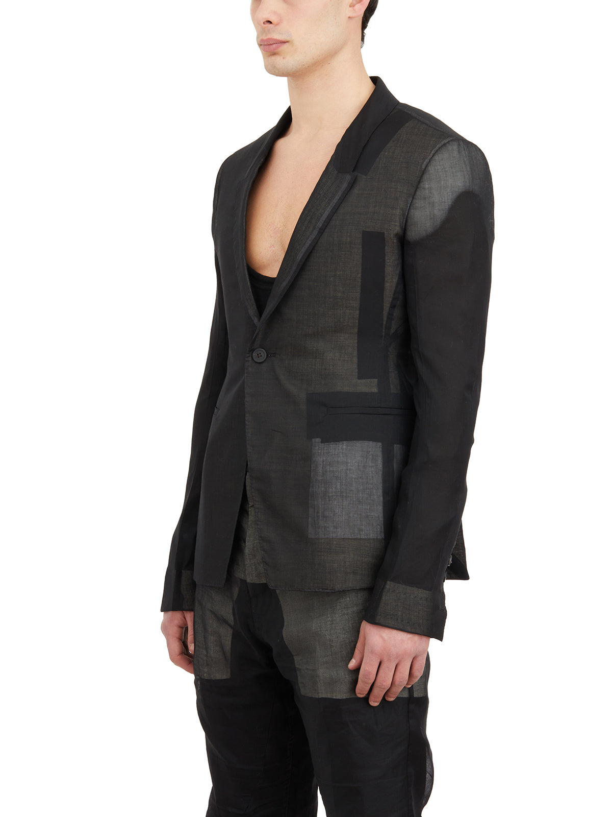 RICK OWENS Modern Men's Black Blazer for SS24 Collection