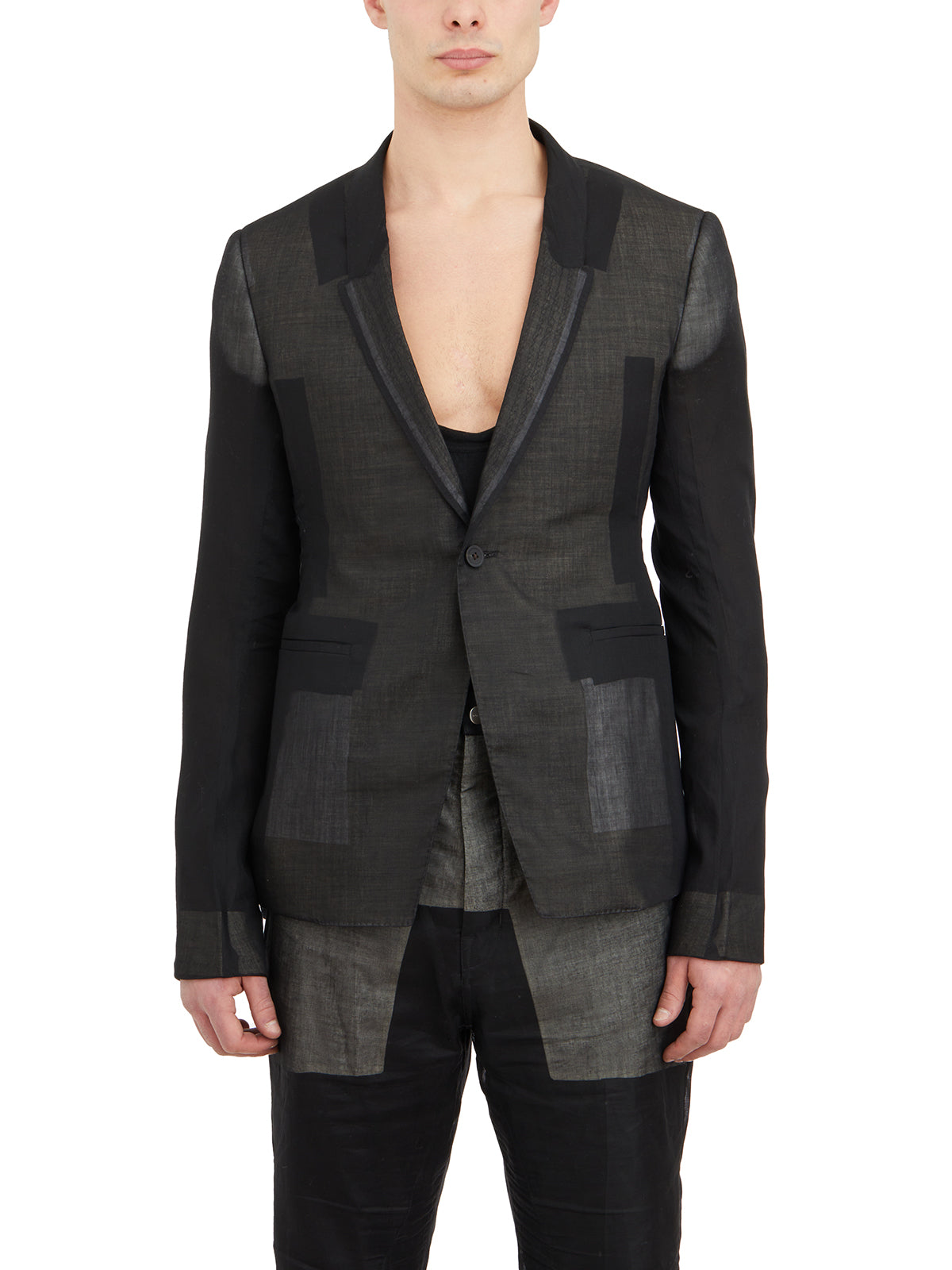 RICK OWENS Modern Men's Black Blazer for SS24 Collection