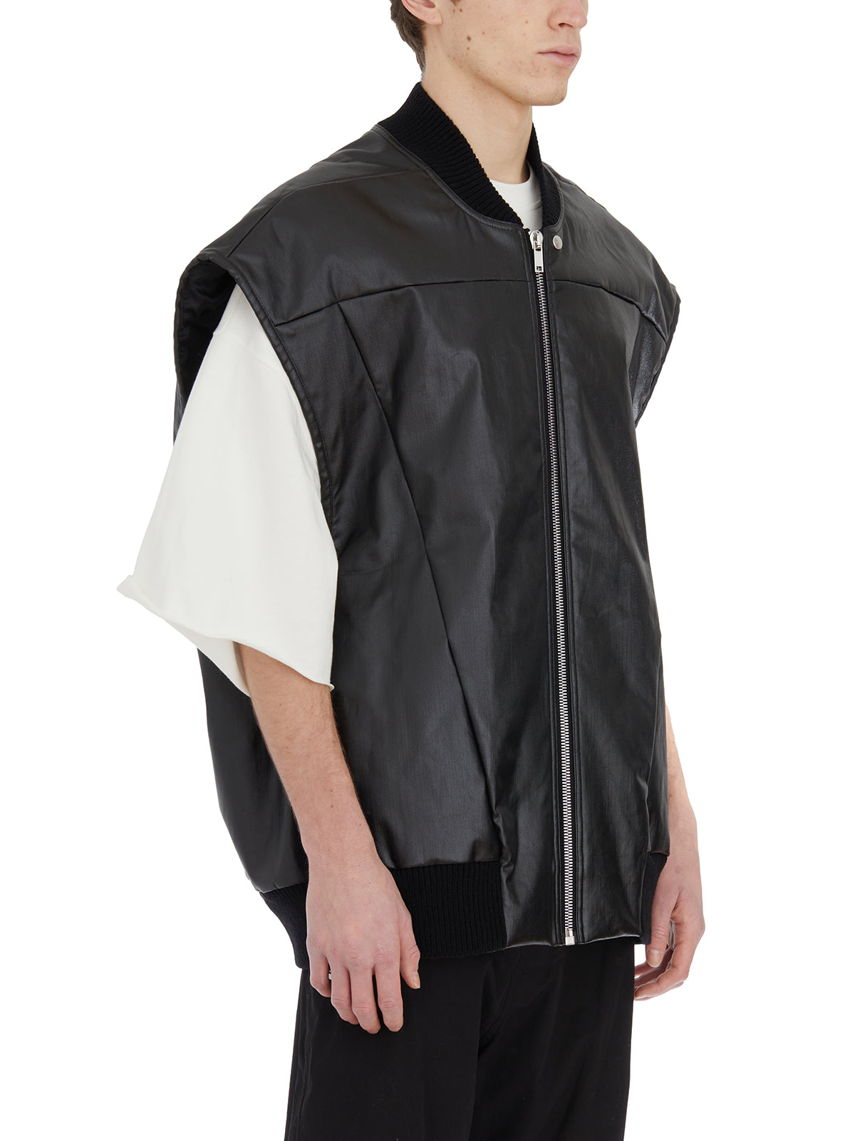 RICK OWENS Men's Black Padded Denim Vest for SS24 Season