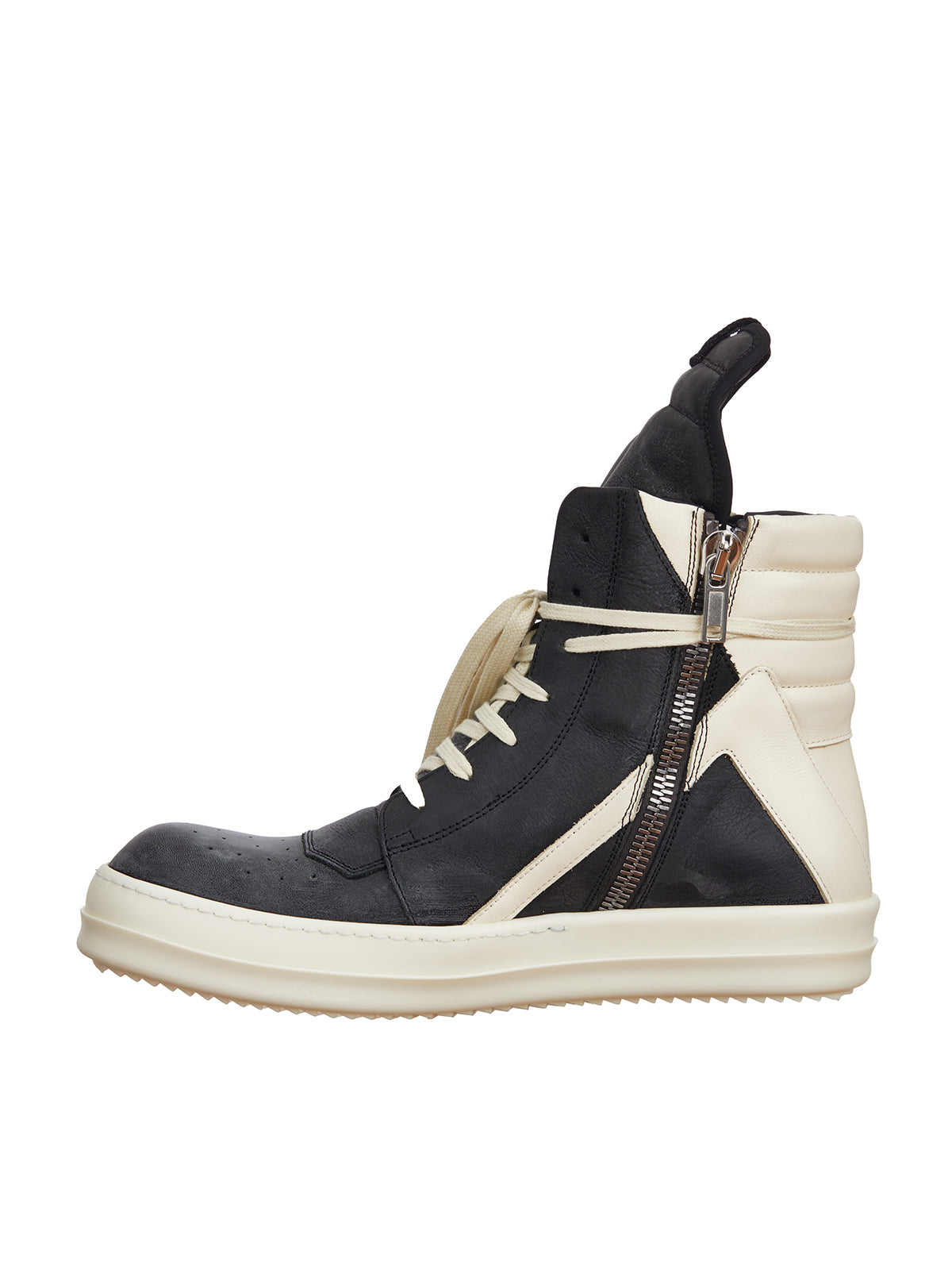 RICK OWENS Stylish Black Leather Geobasket Sneakers for Men