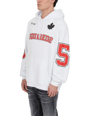 DSQUARED2 Men's White Sweatshirt with Logo and Hood for SS24