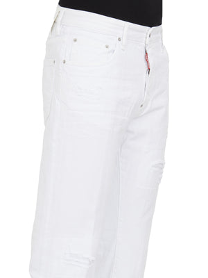 DSQUARED2 Classic White Cotton Jeans for Men - Regular Fit with 5 Pockets and Belt Loops [SS24]