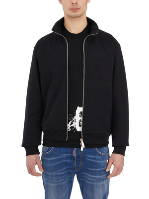 DSQUARED2 Black Zip Front Sweatshirt for Men - SS24