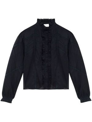 ISABEL MARANT Elegant Black Cotton Lace Top