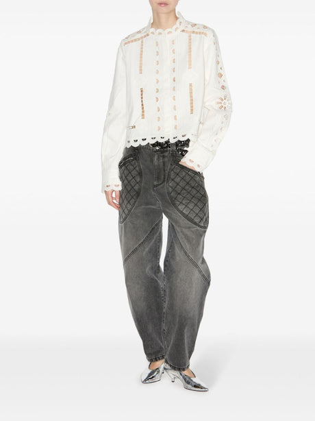 ISABEL MARANT Elegant White Embroidered Cotton Shirt