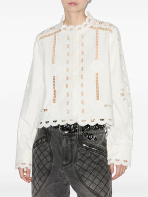 ISABEL MARANT Elegant White Embroidered Cotton Shirt