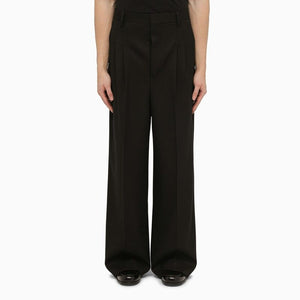 AMI PARIS Men's Black Wool Trousers for SS24