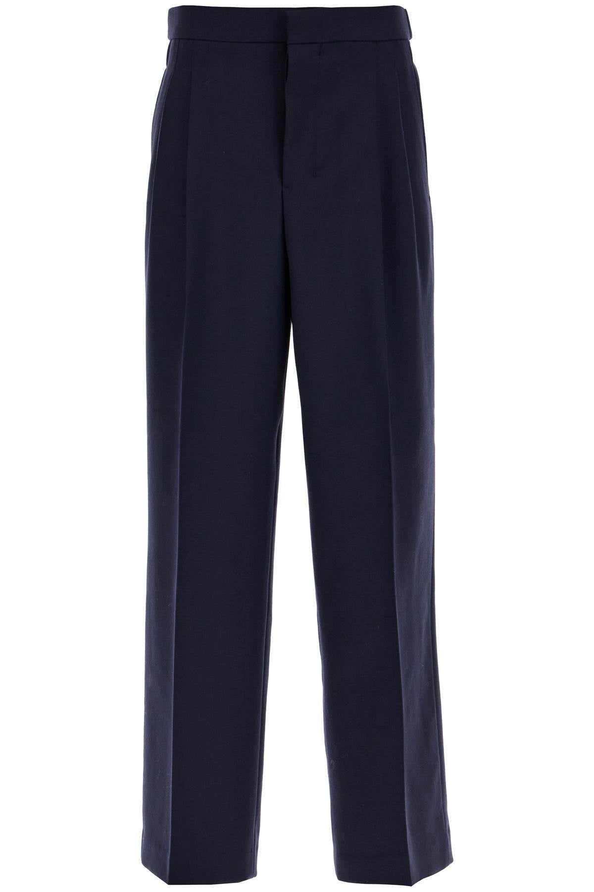 AMI PARIS Elegant Large Fit Wool Trousers with Pleats