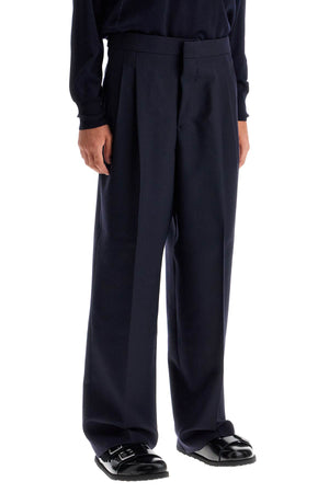 AMI PARIS Elegant Large Fit Wool Trousers with Pleats