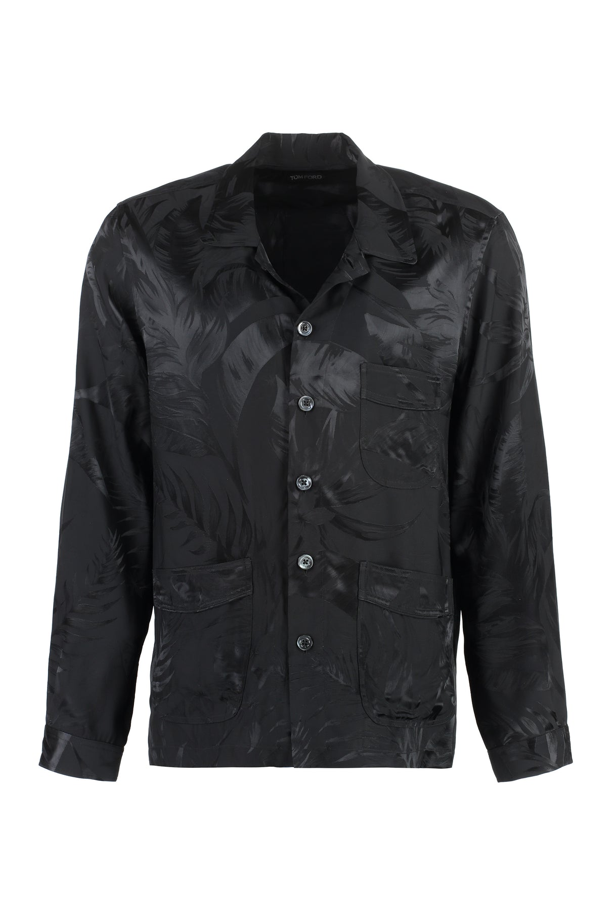 قميص حريري طباعة أسود للرجال - مجموعة SS23