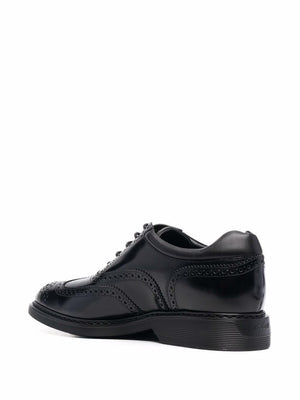 HOGAN Men's Black Leather Lace-up Moccasins for SS24