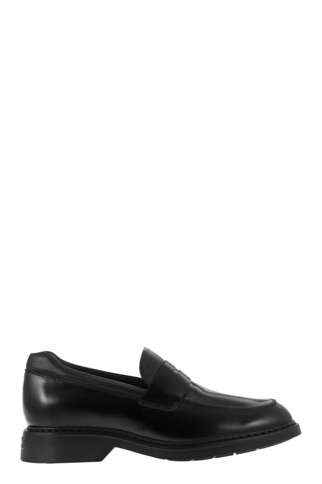 HOGAN Black Leather Moccasins for Men - Classic Style and Casual Flair - Memory Foam Cushioning - Made in Italy