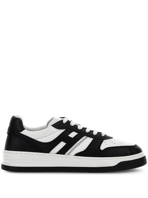 HOGAN Mono-Panel Leather Sneakers - White & Black