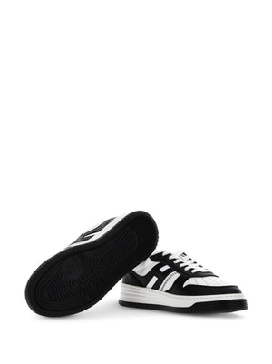 HOGAN Mono-Panel Leather Sneakers - White & Black