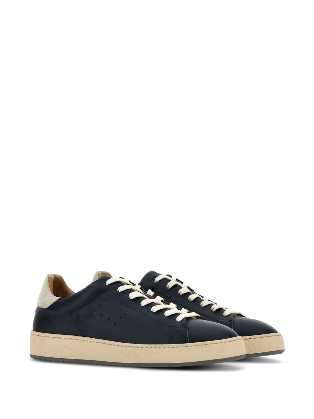 HOGAN Men's Elegant Leather Sneakers - Navy Blue with Suede Accents