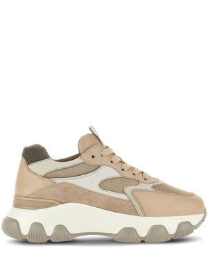 HOGAN HyperActive Leather Sneakers in Beige and Brown