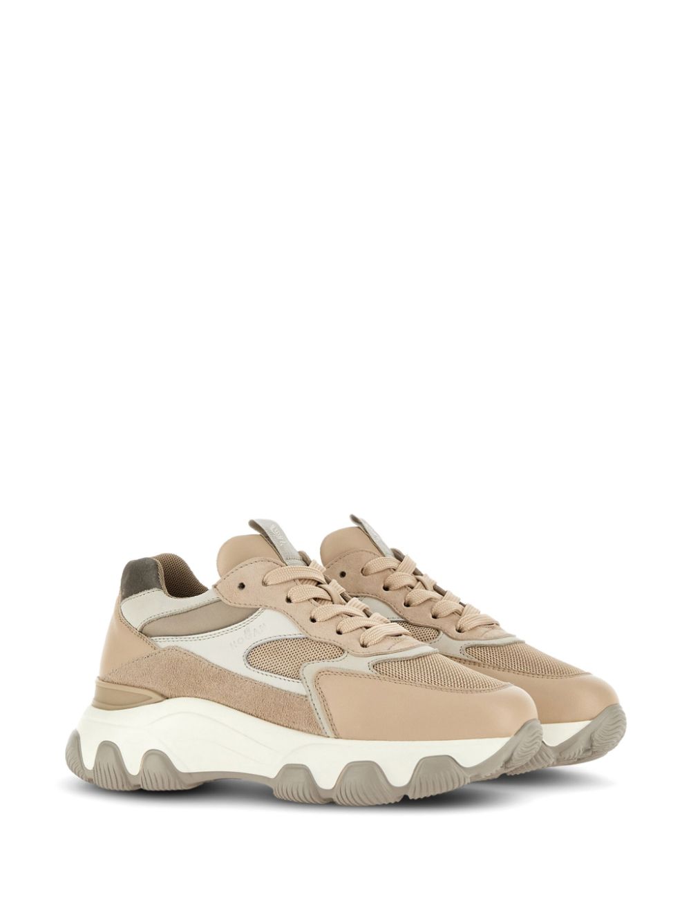 HOGAN HyperActive Leather Sneakers in Beige and Brown