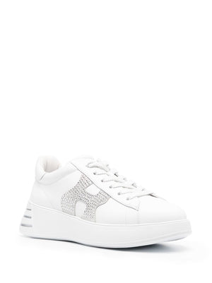 HOGAN Rebel Chic Rhinestone Leather Sneakers