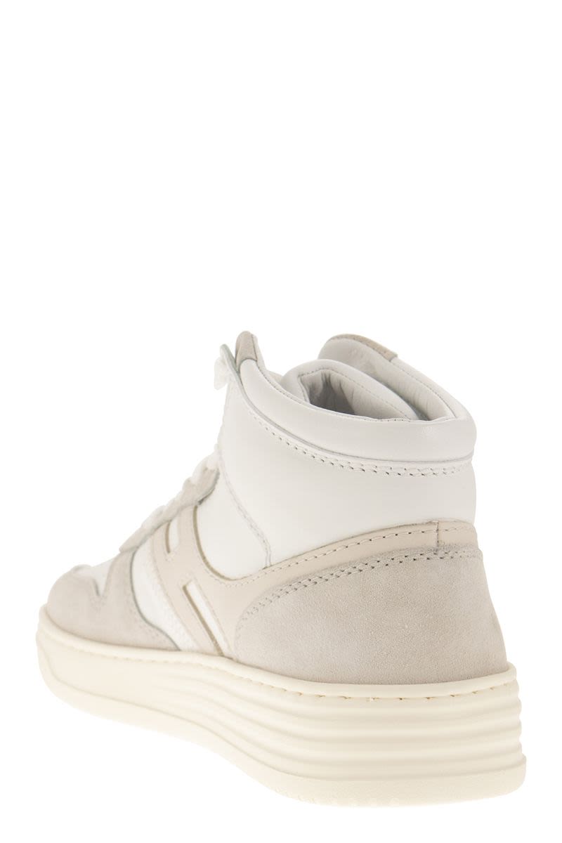 HOGAN Retro-Inspired High Top Sneakers for Women - Silver and Ivory