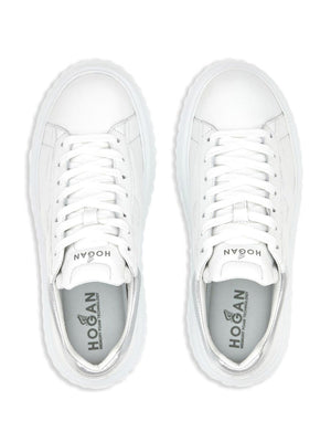 HOGAN Metallic Finish Leather Sneakers for Women