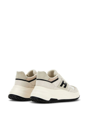 HOGAN Ivory Leather Sneakers with Mesh Panels for Women