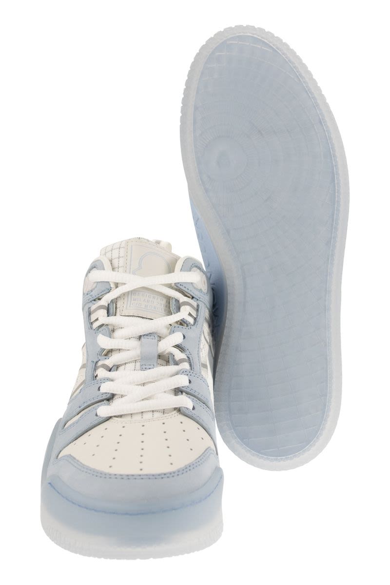 MONCLER Pivot High-Top Trainers - Light Blue Leather and Nubuck Sneakers for Women