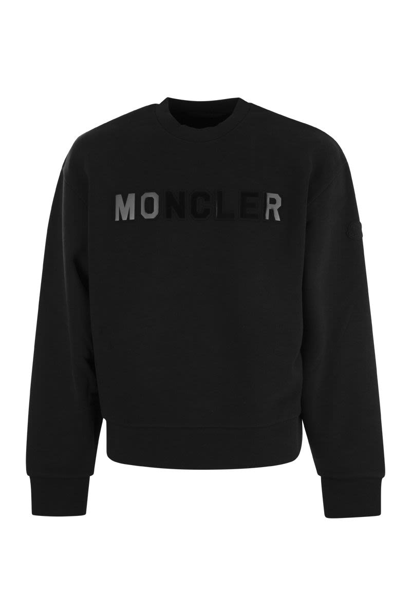 Black Oversized Cotton Sweatshirt with Mirror Effect Logo for Men