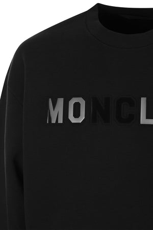 Black Oversized Cotton Sweatshirt with Mirror Effect Logo for Men