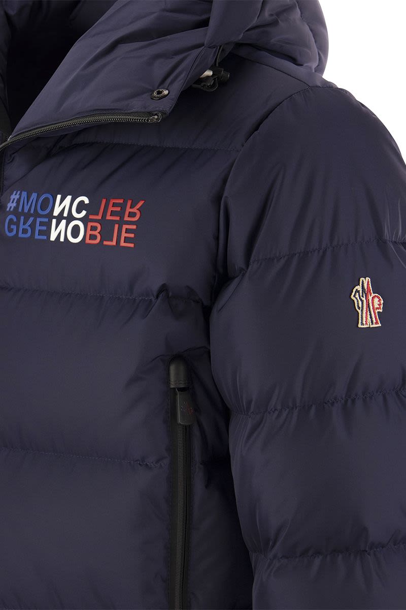 MONCLER GRENOBLE Men's Blue Short Down Jacket with Hood - Water-Repellent, Windproof, Insulating, & Breathable