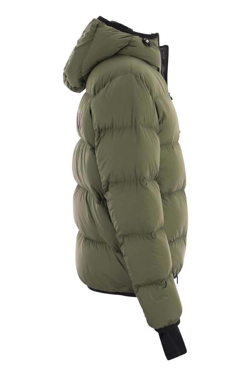 Men's Olive Green Short Down Jacket with Adjustable Hood