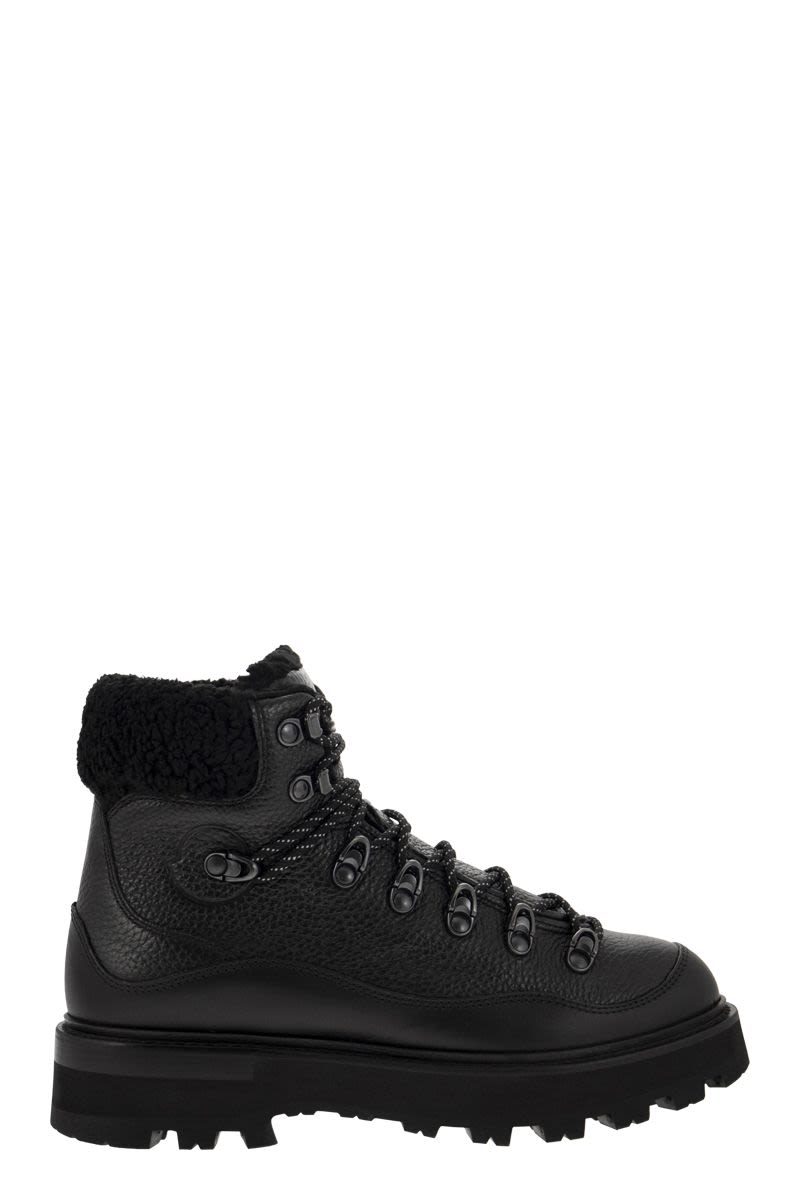 MONCLER Black Tasselled Leather Boots with Water-Repellent Treatment for Women