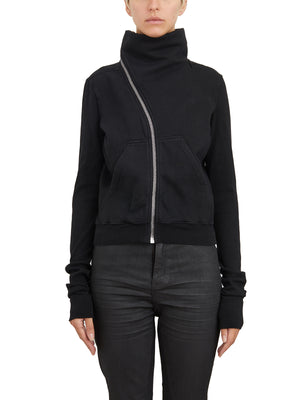 RICK OWENS Asymmetrical Zip High Neck Slim Sweatshirt