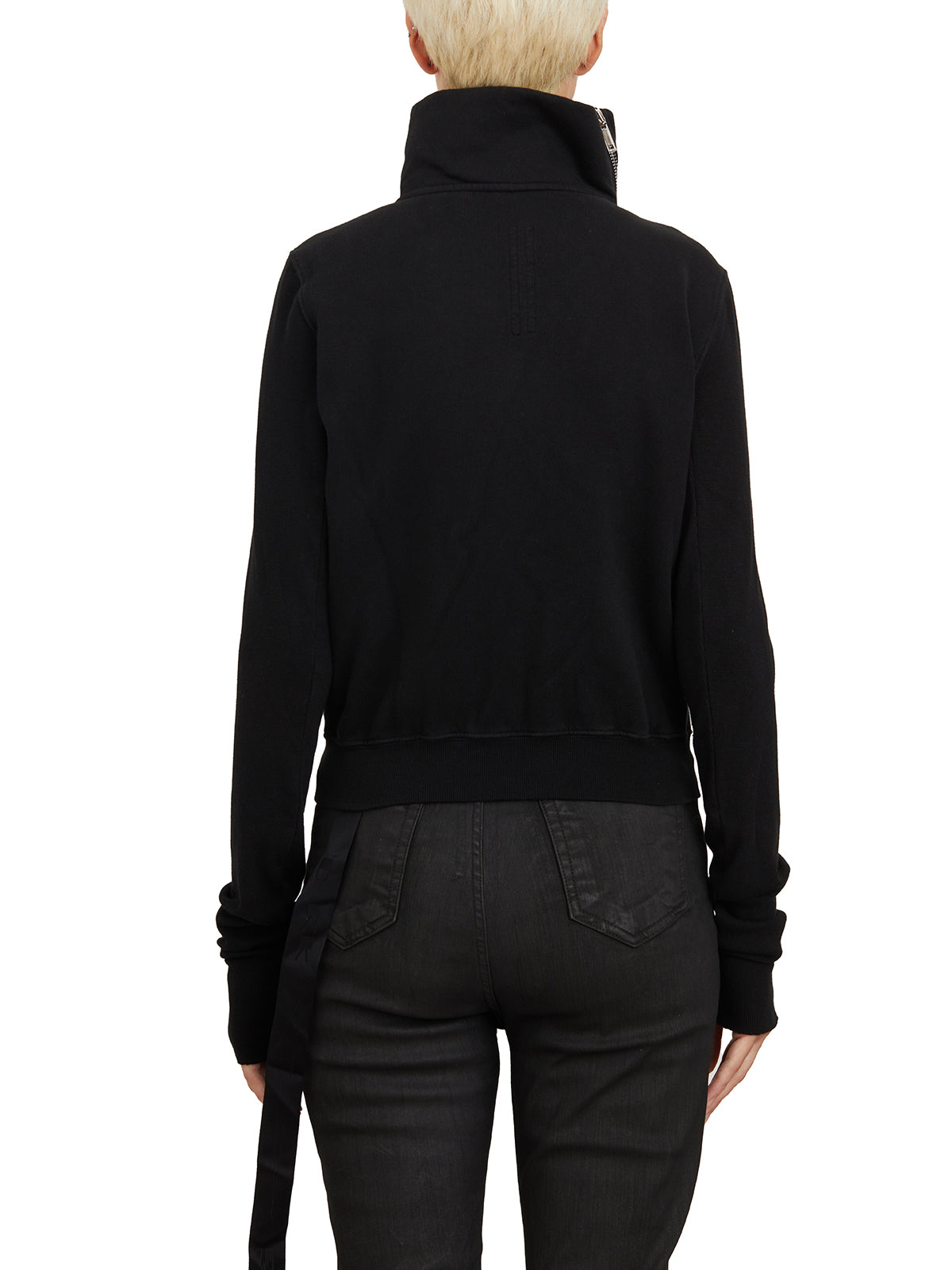 RICK OWENS Asymmetrical Zip High Neck Slim Sweatshirt