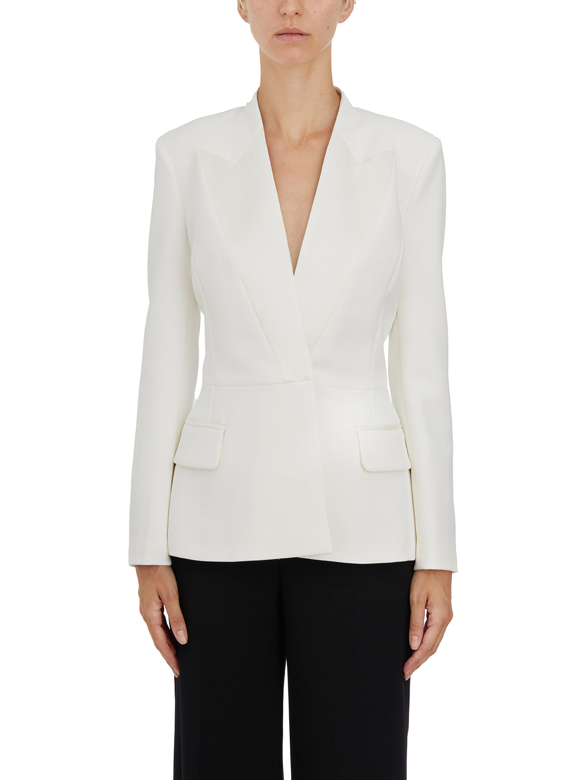 ELISABETTA FRANCHI Double-Breasted Blazer with Satin Lapels - Size 40