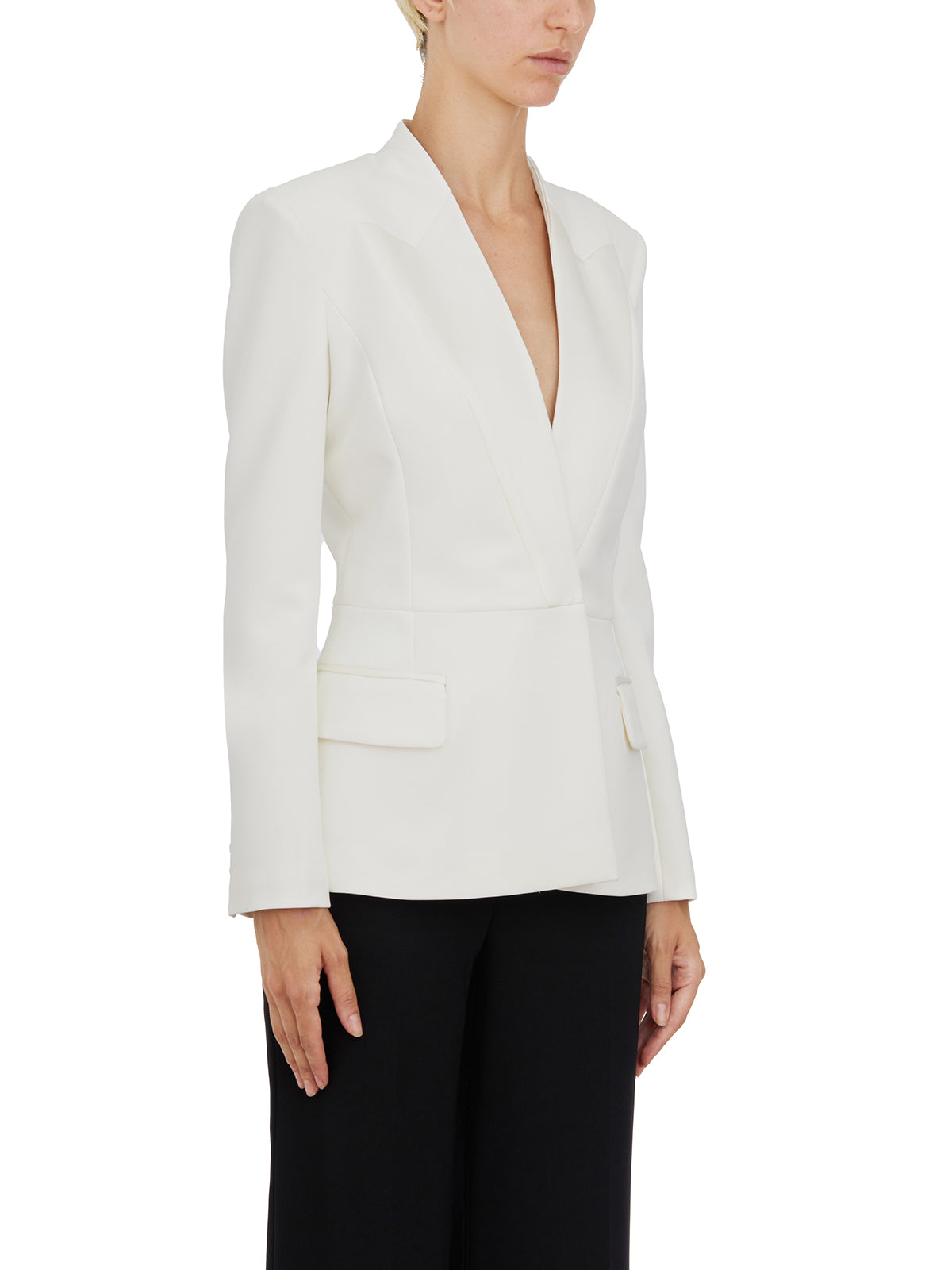 ELISABETTA FRANCHI Double-Breasted Blazer with Satin Lapels - Size 40