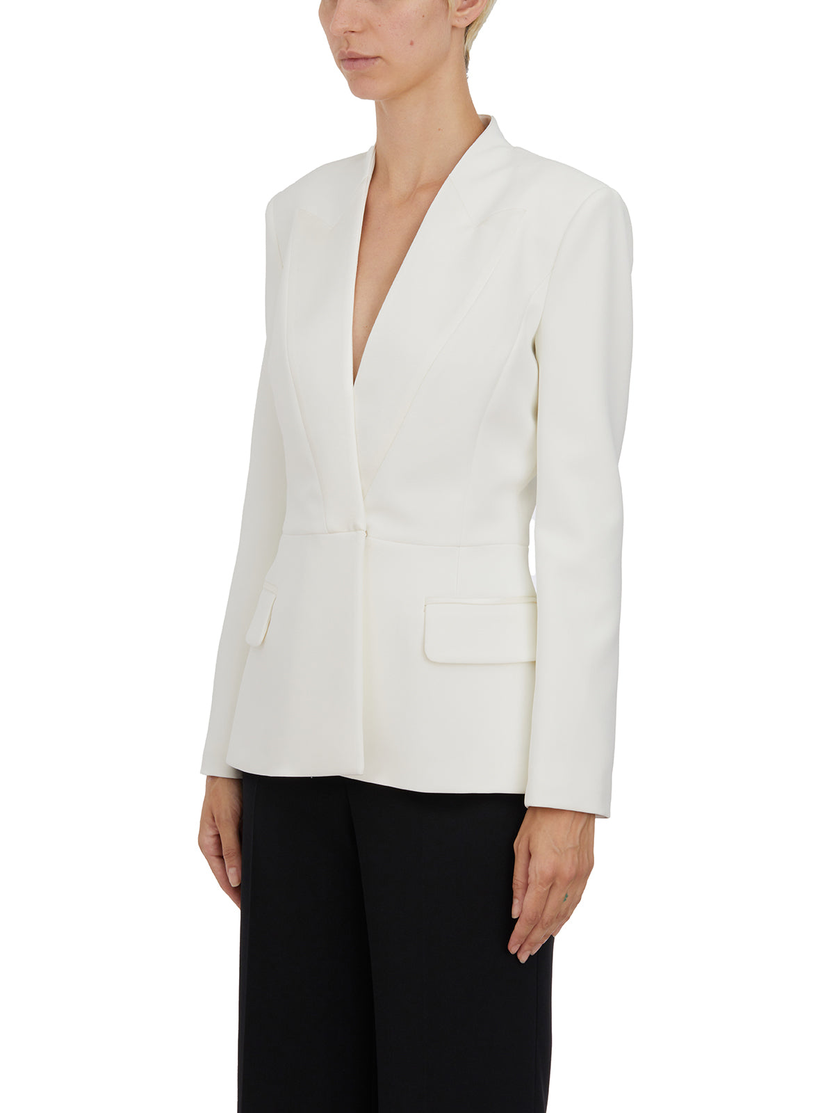 ELISABETTA FRANCHI Double-Breasted Blazer with Satin Lapels - Size 40