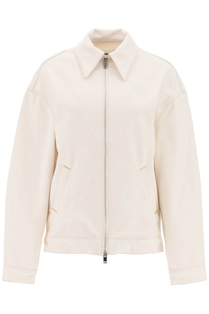 Oversized Bull Denim Interior Jacket for Women - Adjustable Bottom and Contrast Stitching
