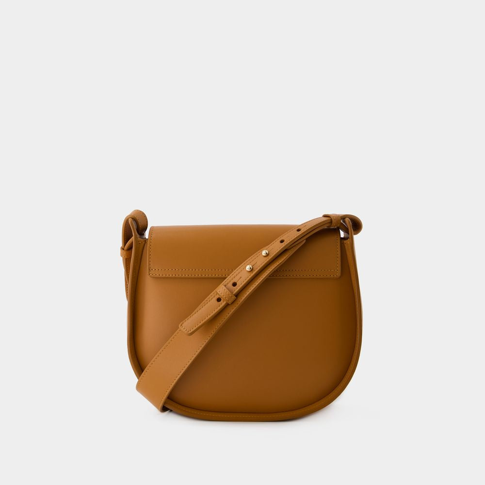 INES DE LA FRESSANGE Sleek and Timeless Senda Shoulder Handbag in Camel Leather