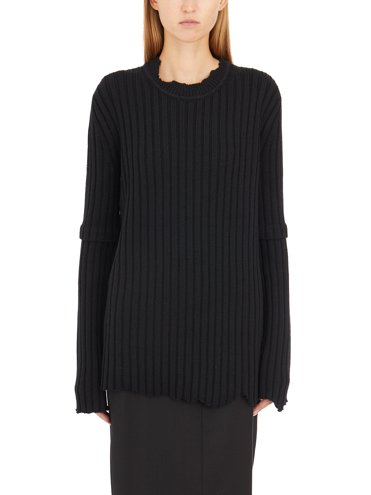 HELMUT LANG Chunky Knit Sweater with Button Detail - Size S