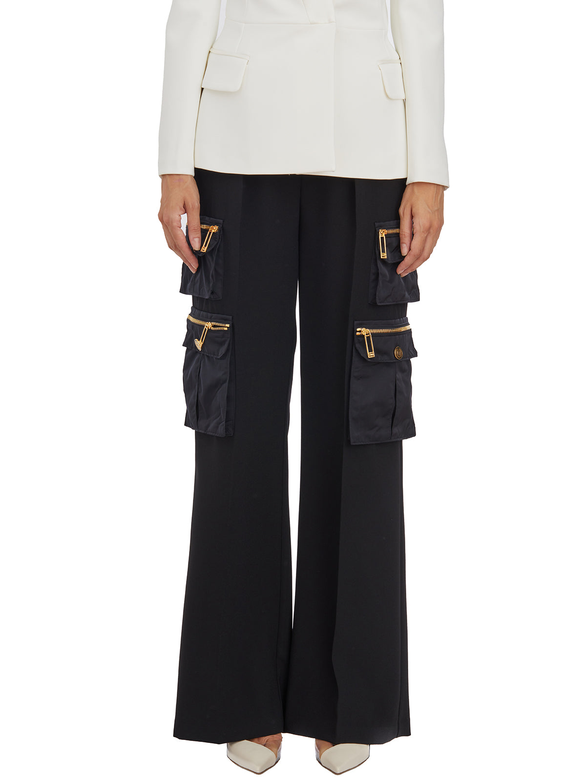 ELISABETTA FRANCHI High-Waisted Trousers with Removable Belt - Size 40