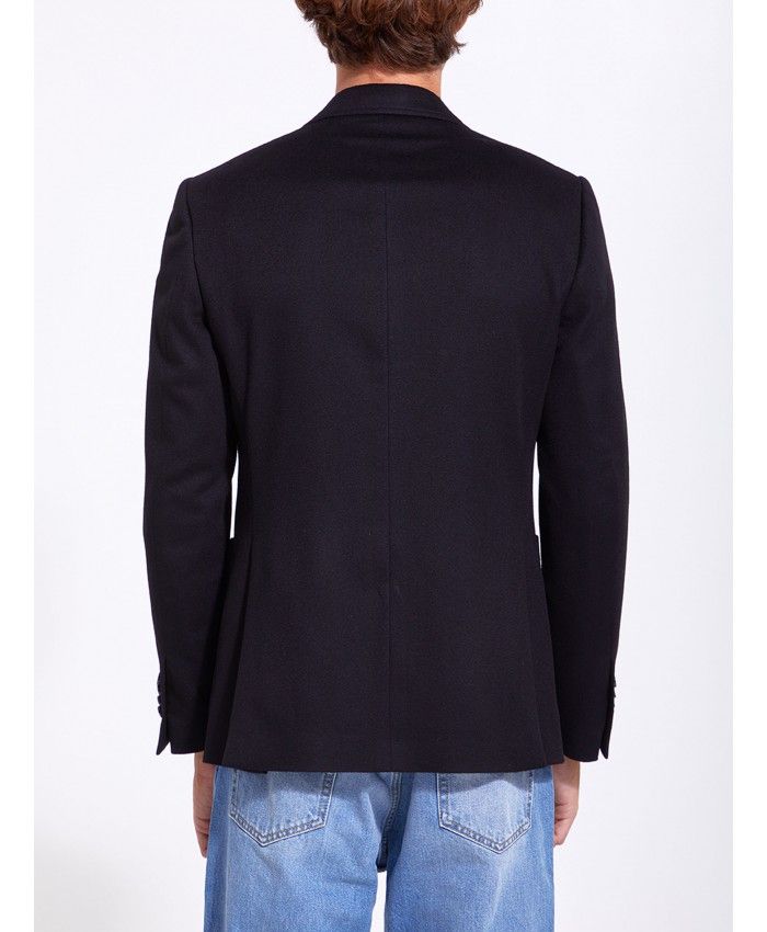 Áo Jacket Lông Cừu và Cashmere Nam màu Đen | Cổ Điển, Trang Trí Bằng Cài Cúc | Cỡ 50
