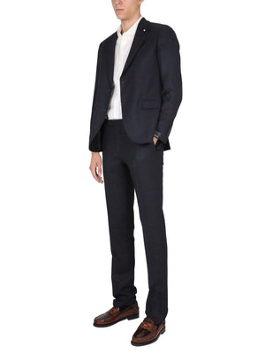 LARDINI Men's Single-Breasted Wool Suit