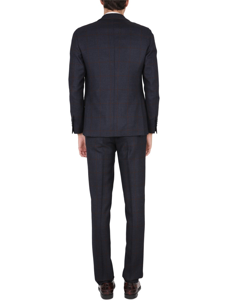 LARDINI Men's Single-Breasted Wool Suit