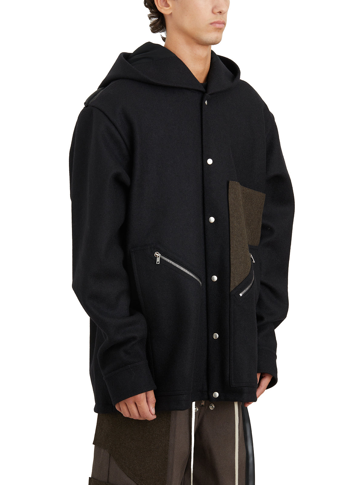 RICK OWENS JACKET TOUR HOODIE BLACK BROWN BLACK