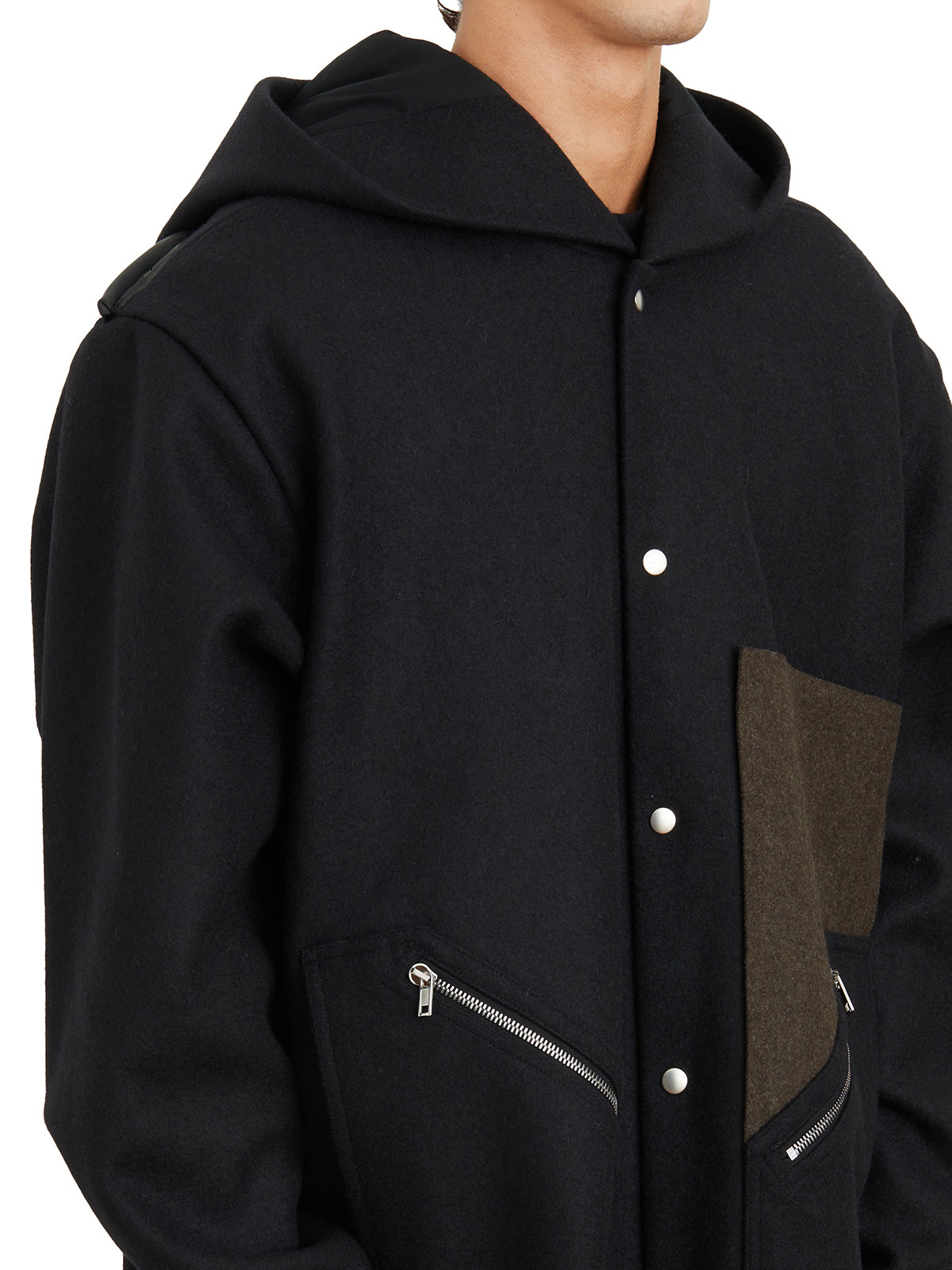 RICK OWENS JACKET TOUR HOODIE BLACK BROWN BLACK