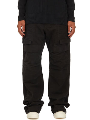 RICK OWENS Modern Cargo Black Trousers with Wide Fit