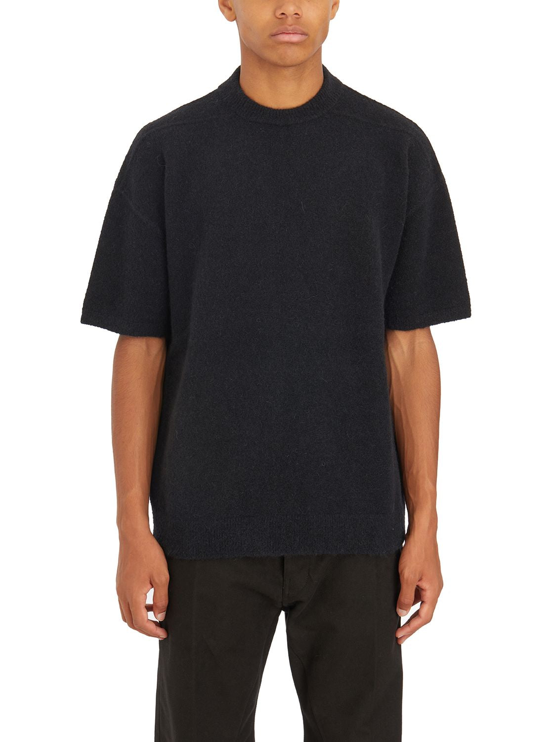 RICK OWENS Tommy T Black Short Sleeve Sweater