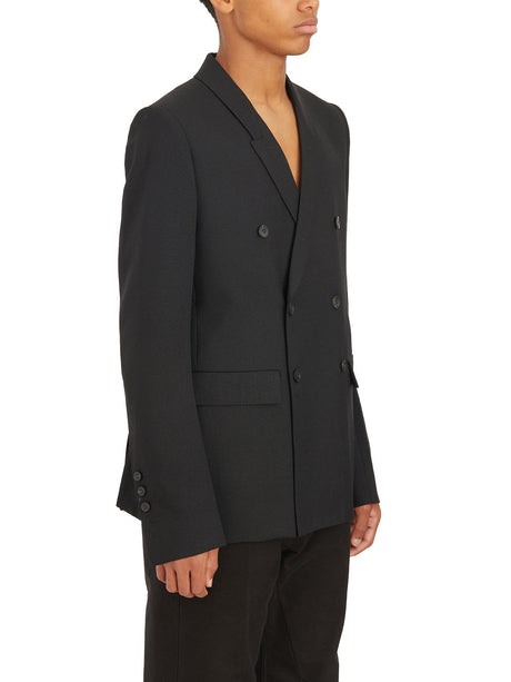 RICK OWENS Men's Double-Breasted Wool Jacket in Black