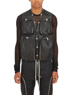 RICK OWENS Sleek Leather Cargo Vest Size 48