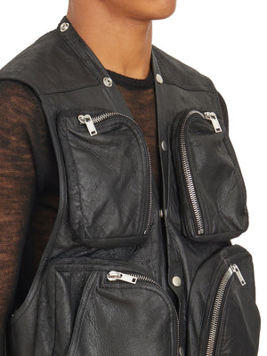 RICK OWENS Sleek Leather Cargo Vest Size 48